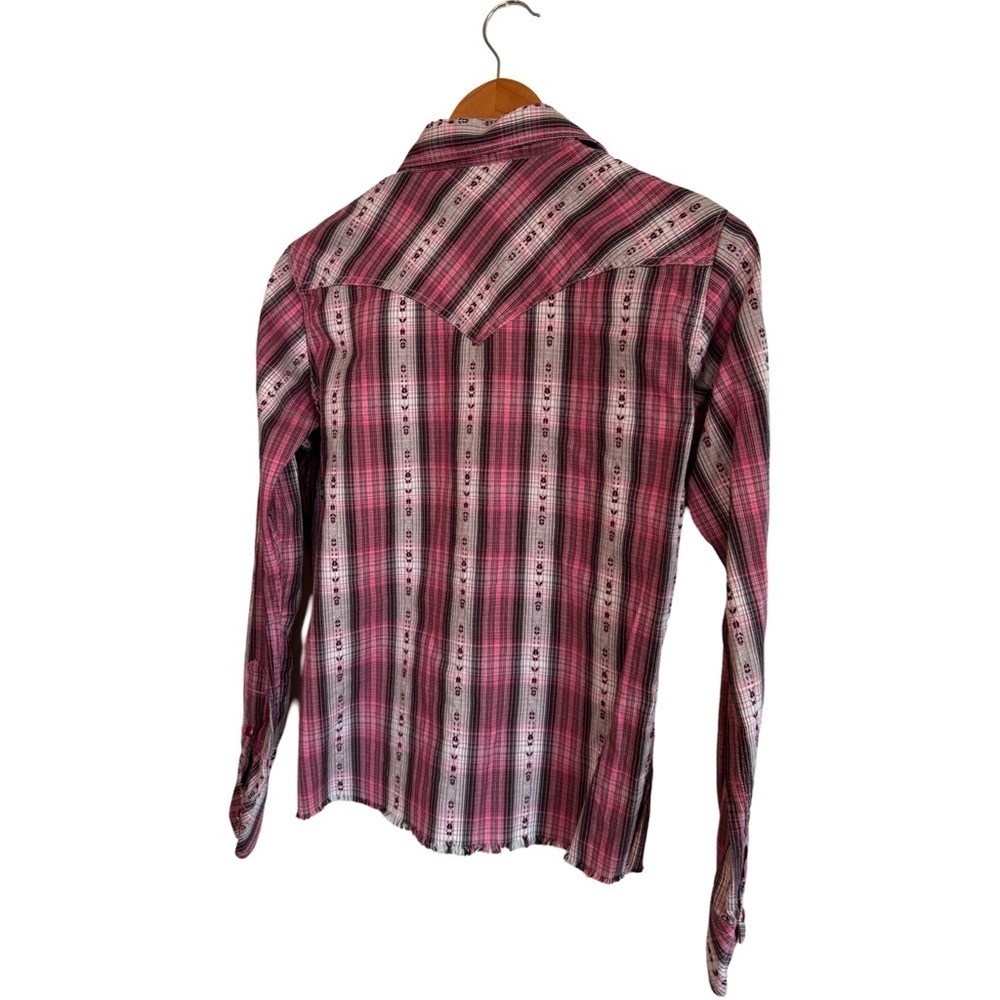 Cowgirl Hardware Girls Size Medium Plaid Long Sleeve Western Shirt - Picture 2 of 4